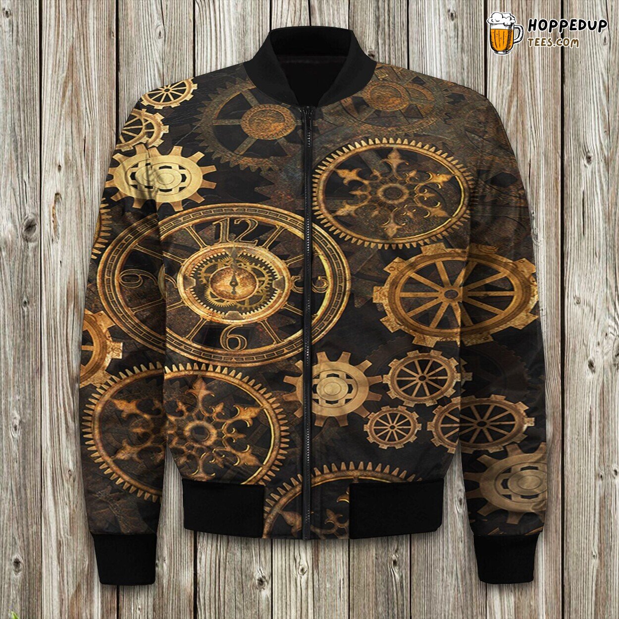 Steampunk Gears Design Winter Bomber Jacket Vintage Future Aesthetic