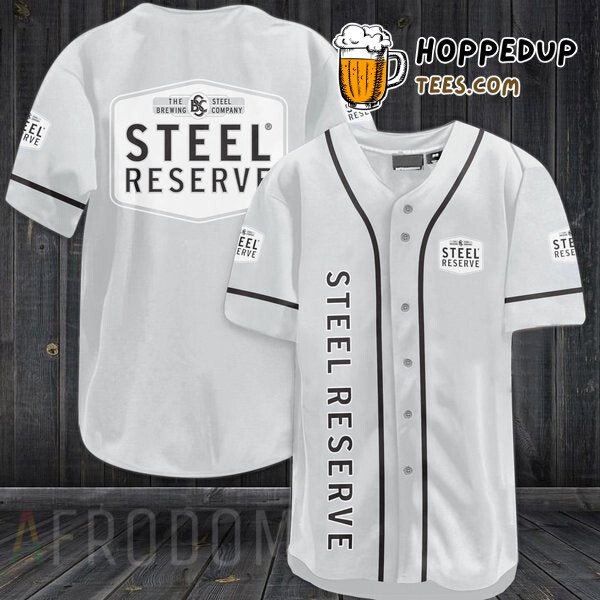 Steel Reserve Inspired White Baseball Jersey Unique Design Distinctive Look