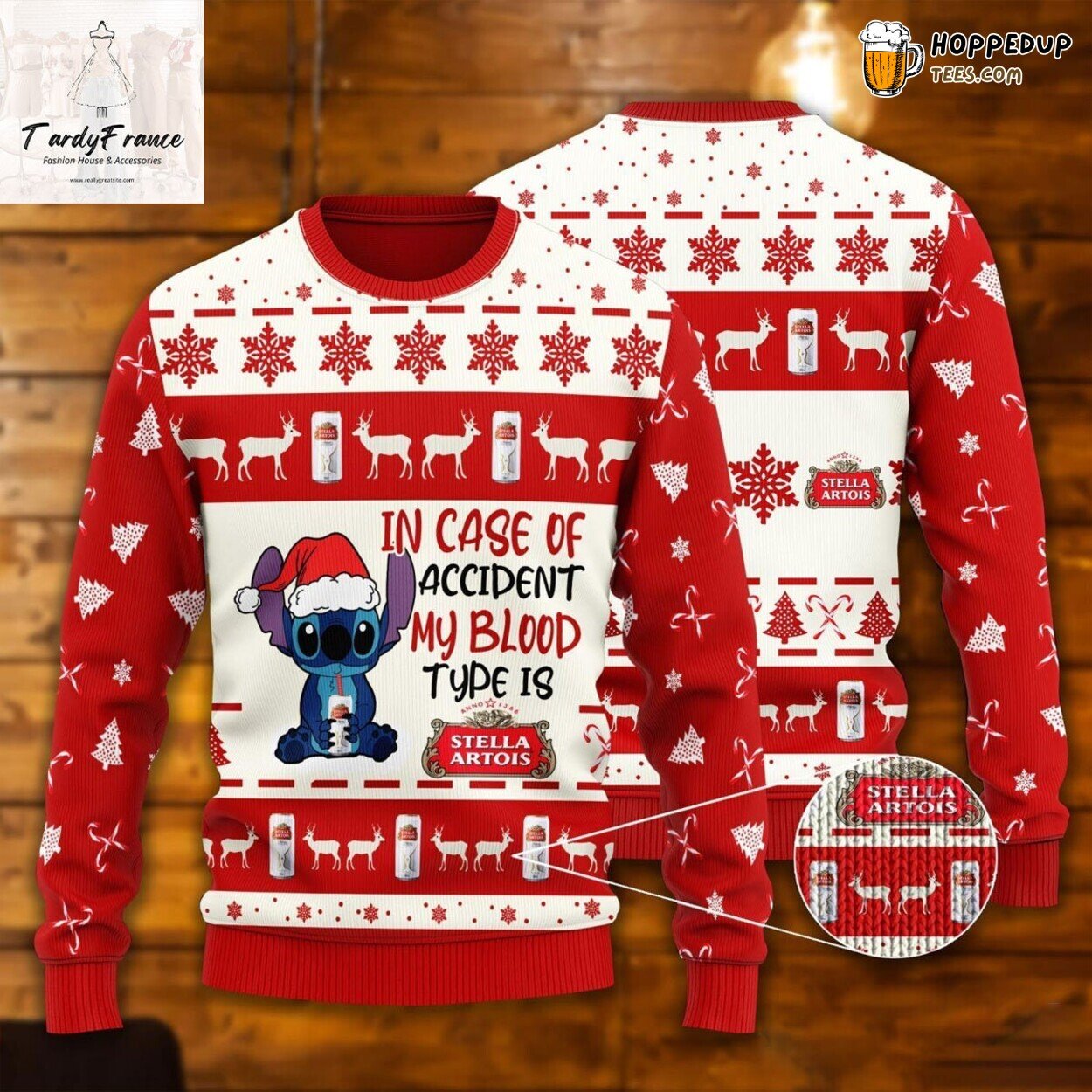 Stella Artois Beer Themed Ugly Christmas Sweater Men Festive Gift Idea