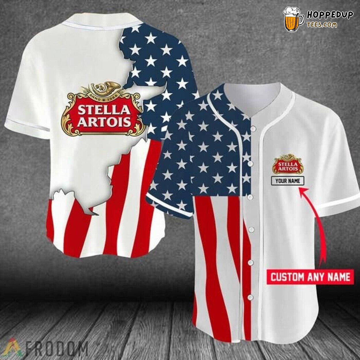 Stella Artois US Flag Personalized Beer Lover Baseball Jersey