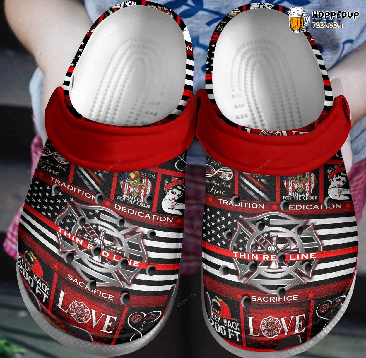 Sticker Love Firefighter Tradition Dedication US Theme Clogs Shoes Unique