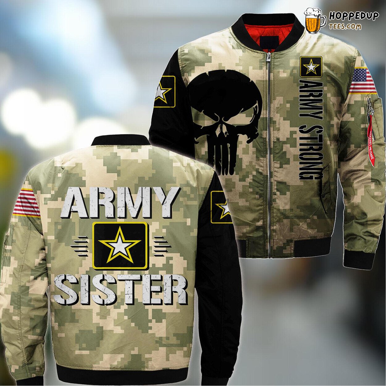 Stickers Vintage Style Army Sister Premium Design Bomber Jacket