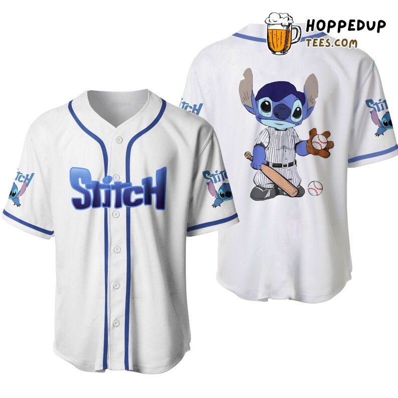 Stitch Baseball Disney White Cartoon 3D Print Unisex Jersey