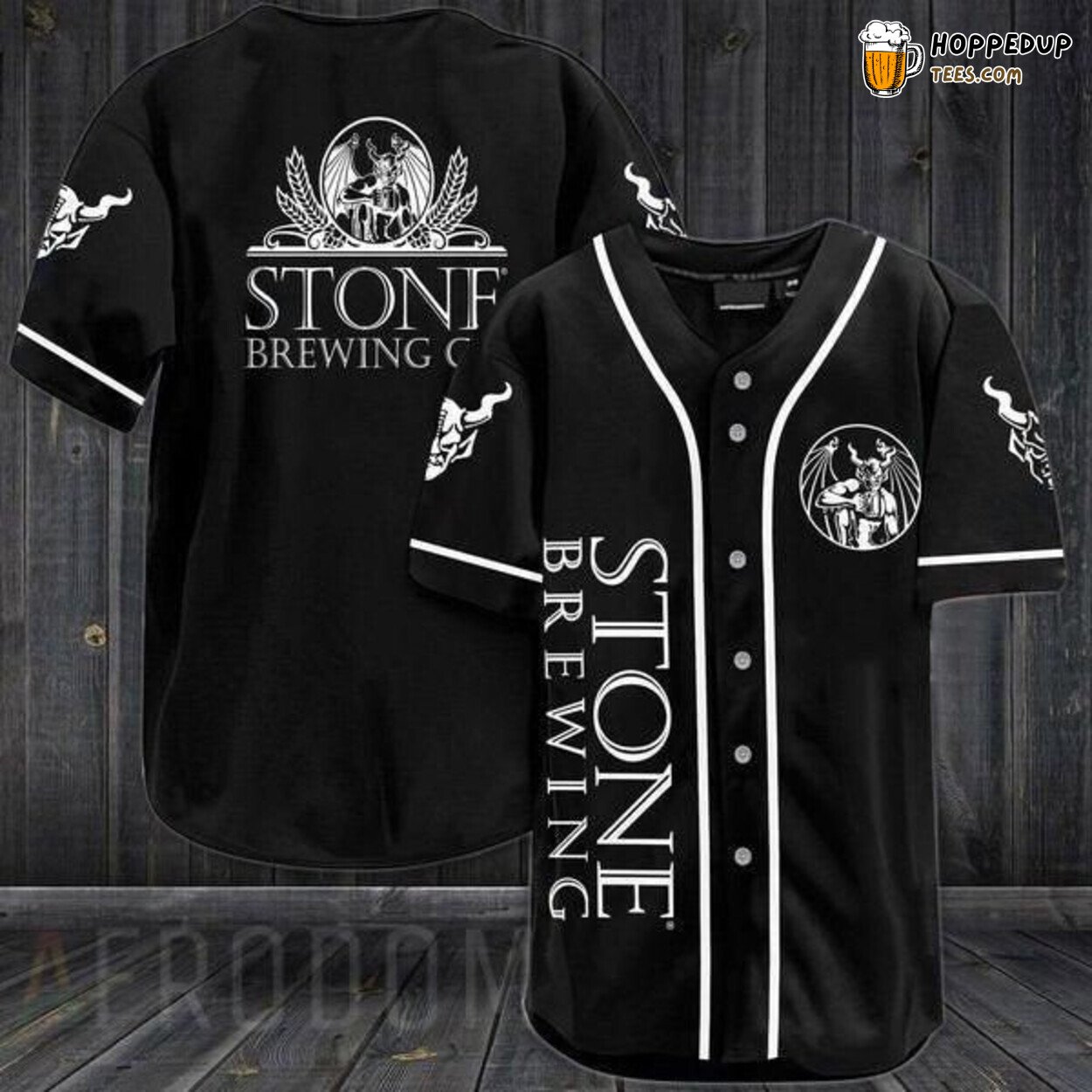 Stone Brewing Co. Black Logo Baseball Jersey Craft Beer Sportswear