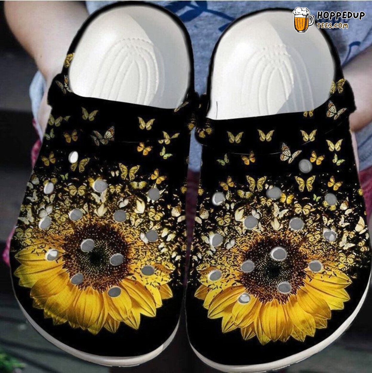 Storm Butterfly Sunflower Themed Comfortable Unique Rubber Clog Shoes