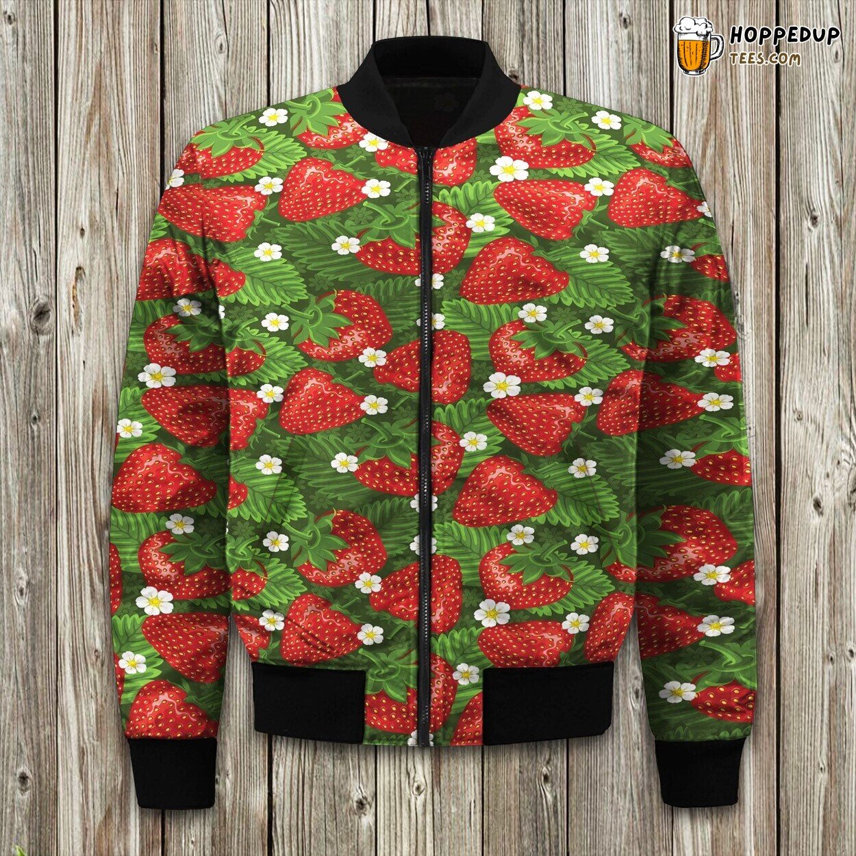 Strawberry Pattern Bomber Jacket