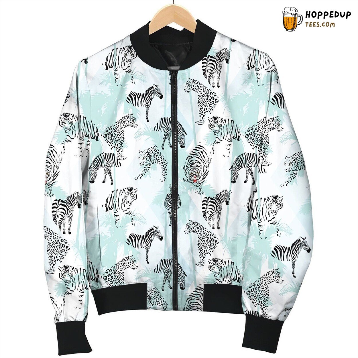 Striking Wildlife Zebra Graphics Winter Bomber Jacket Illustration
