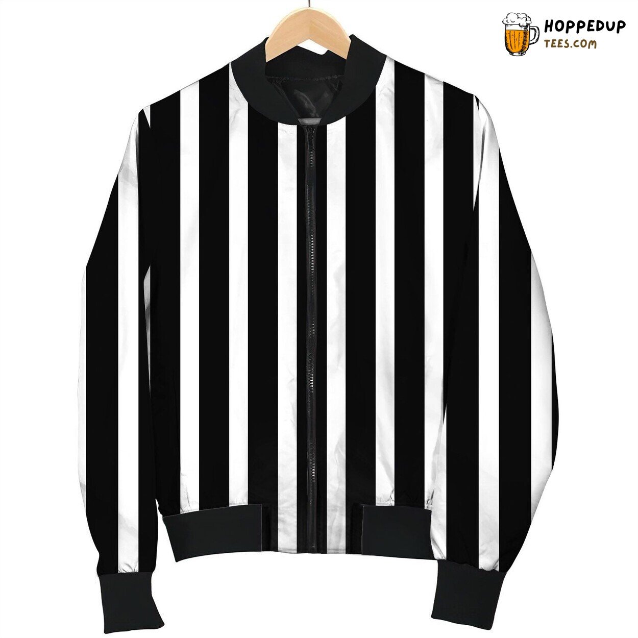 Stripe Pattern Black White Bbay Bomber Jacket