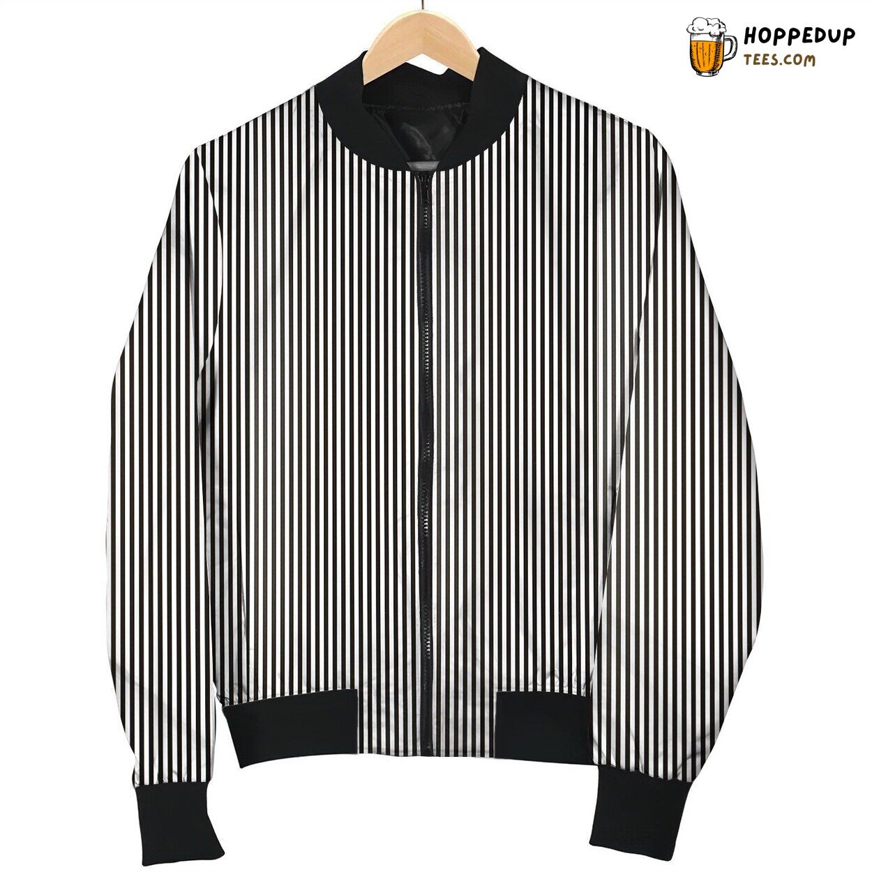 Stripe Pattern Black White Lovely Bomber Jacket