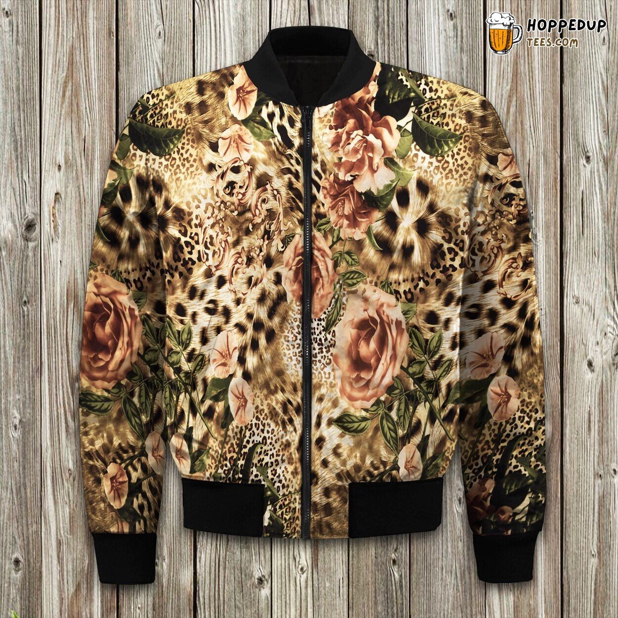 Striped Leopard Fusion Winter Bomber Jacket Wild Beauty Elegance Style