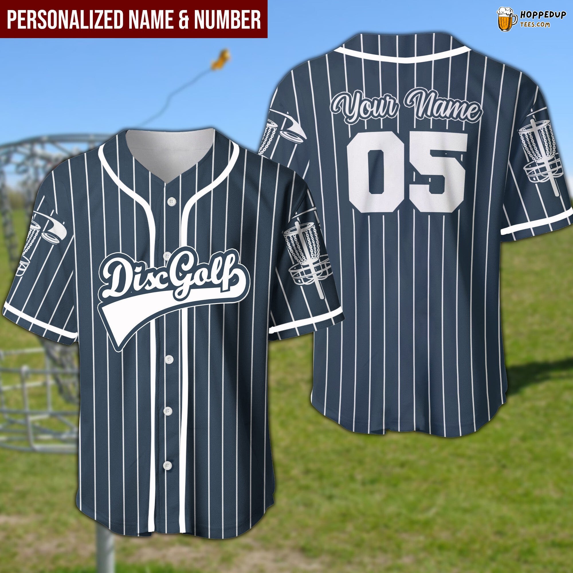 Stripes Disc Golf Inspired Baseball Jersey Personalized Numbered Unique Look