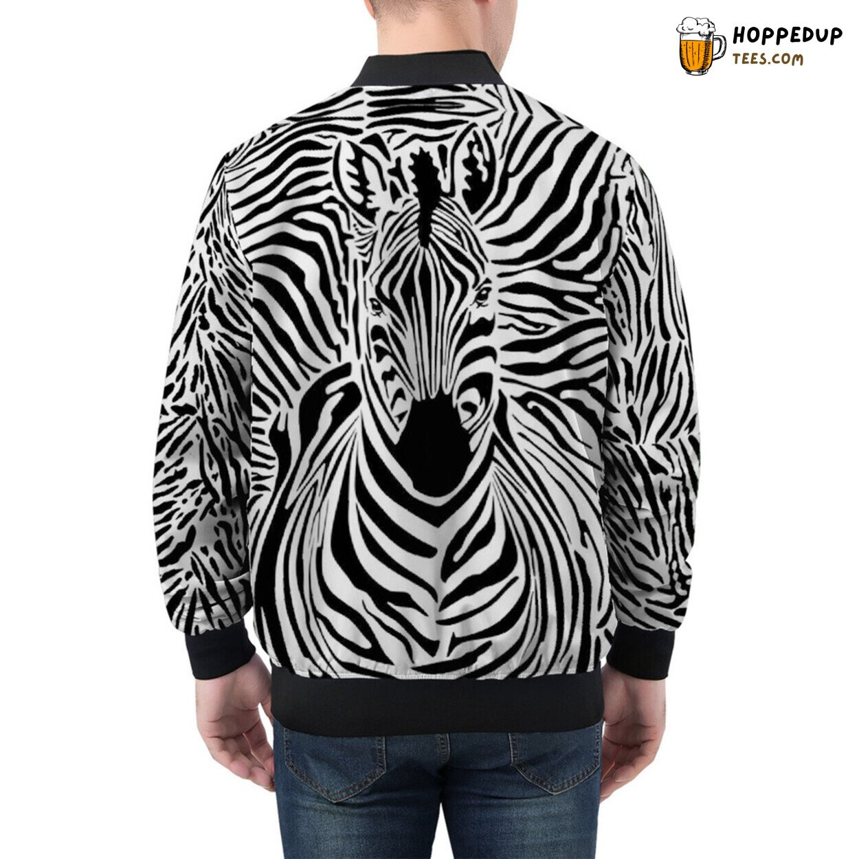 Stripes of Wild Artistry Define Zebra Men’s Bomber Jacket Tale