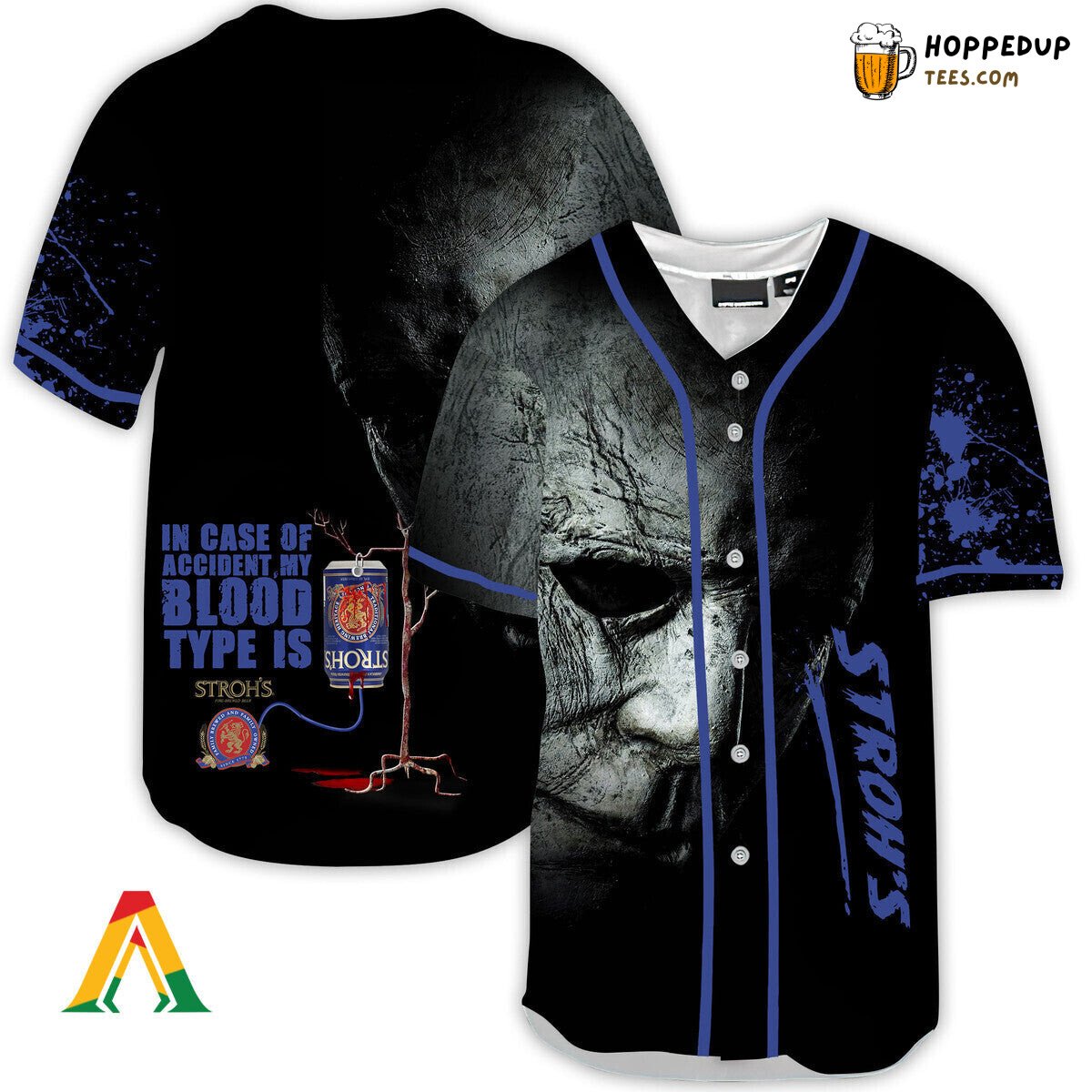 Strohs Beer Michael Myers Distinctive Halloween Horror Baseball Jersey