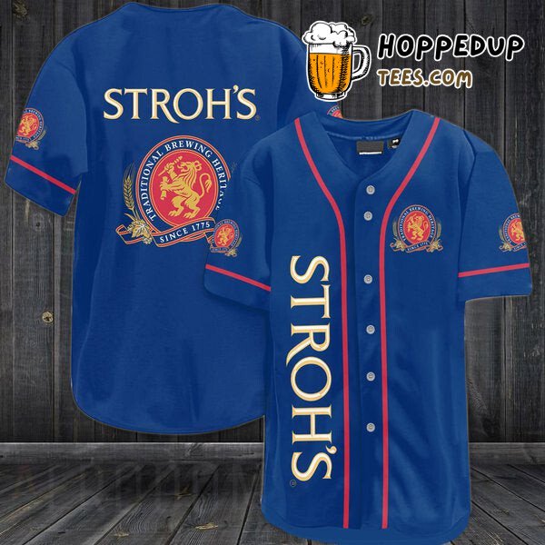 Stroh’s Brewery Blue Design Baseball Jersey Distinctive Edition Style