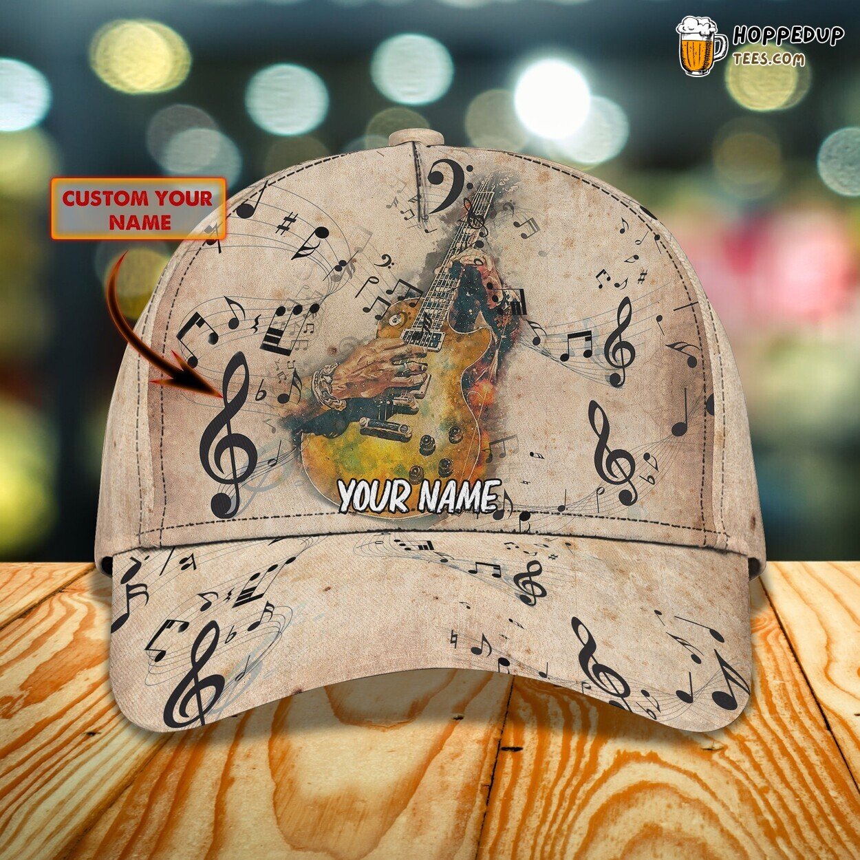 Strumming Harmony 3D Classic Cap Guitar Lovers Personalized Name Look