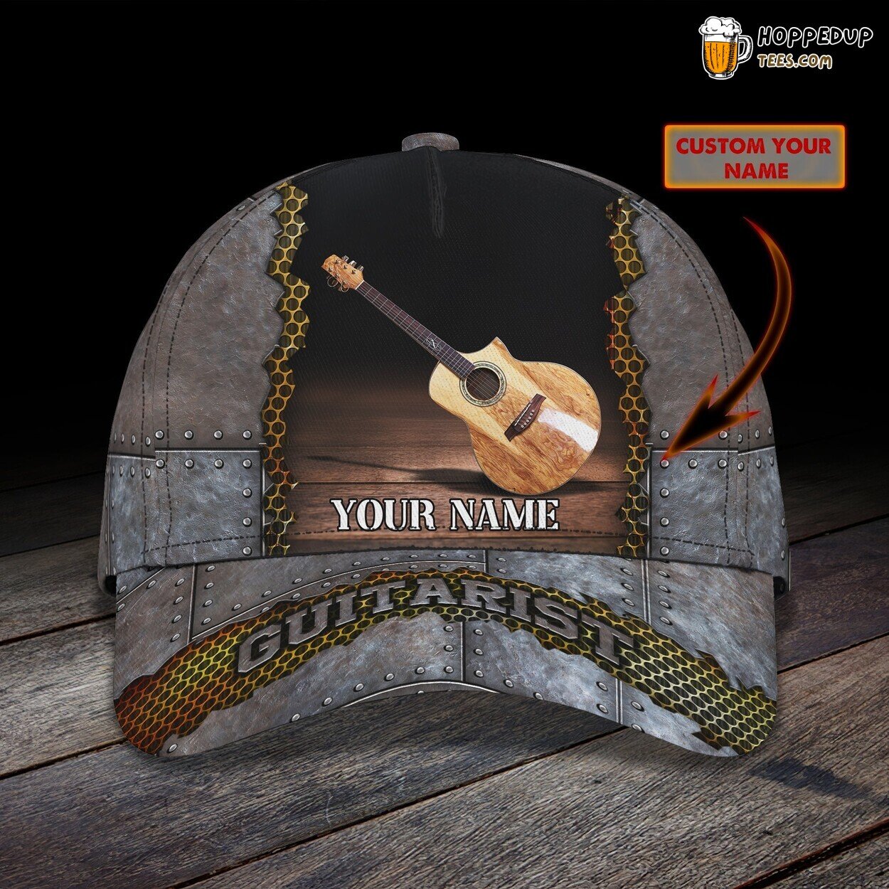 Strumming Rhythms 3D Classic Cap Guitar Enthusiast Personalized Name Look
