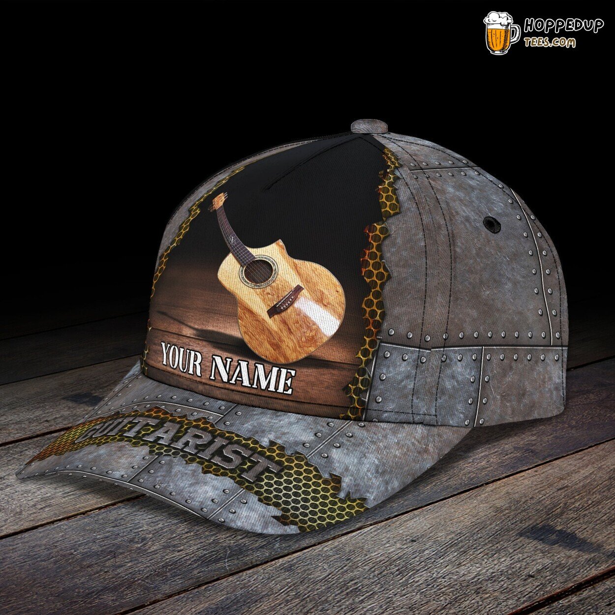 Strumming Rhythms 3D Classic Cap Guitar Enthusiast Personalized Name Look