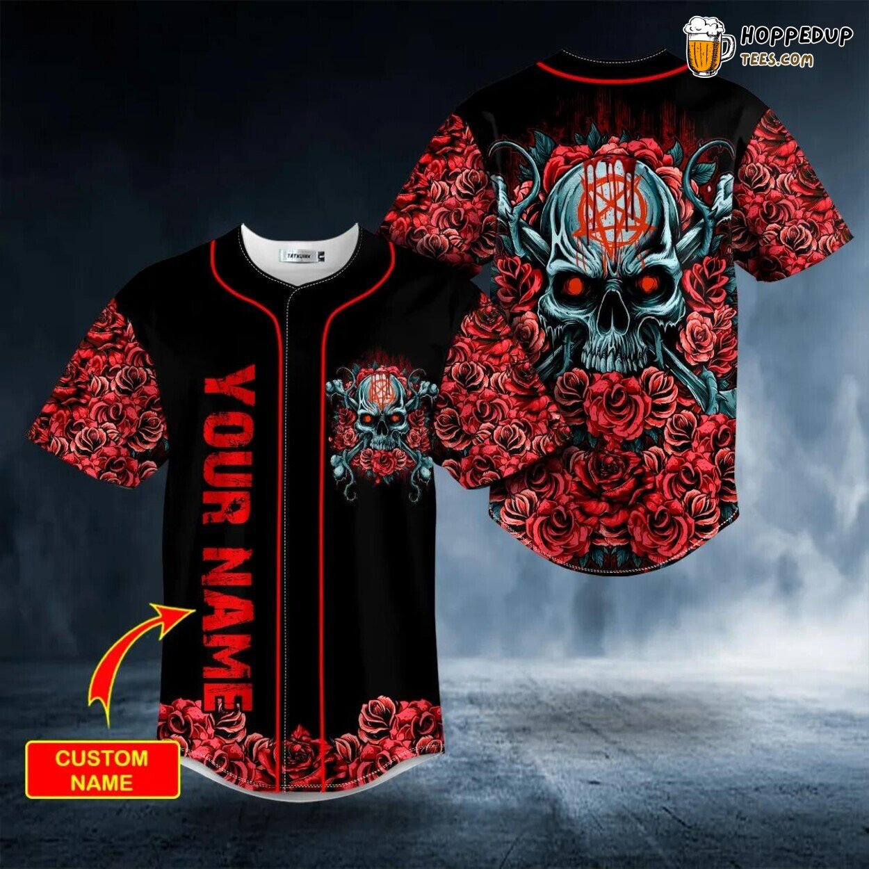 Stuff Roses Skull Baseball Jersey Graphic Tees 3D Print Exclusive Edition