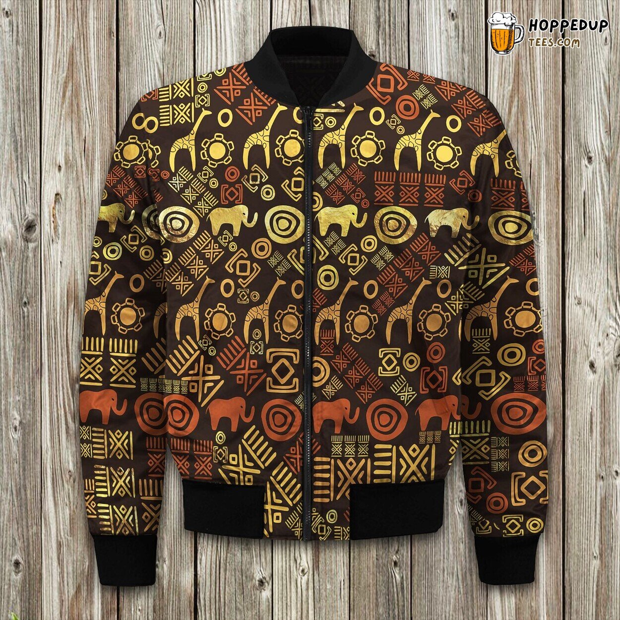 Stylish Ethnic African Browns Golds Pattern Winter Bomber Jacket Unique Design