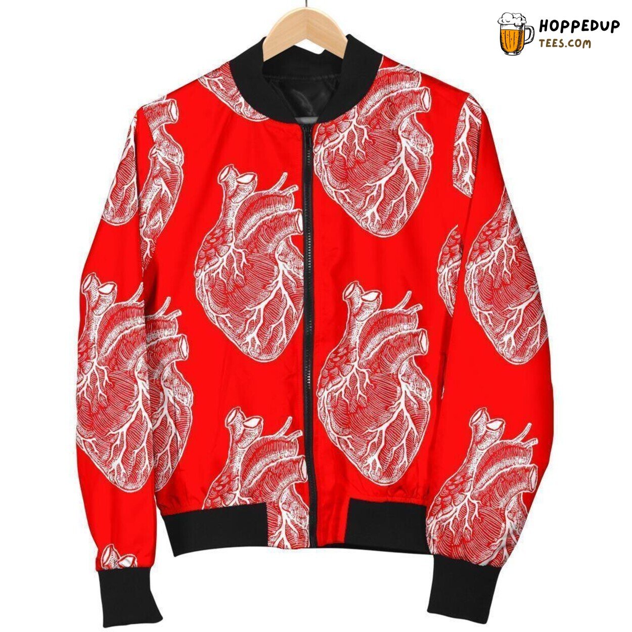 Stylish Men’s Bomber Jacket with Anatomy Inspired Print Pattern Stylish Men’s Bomber Jacket with Anatomy Inspired Print Pattern