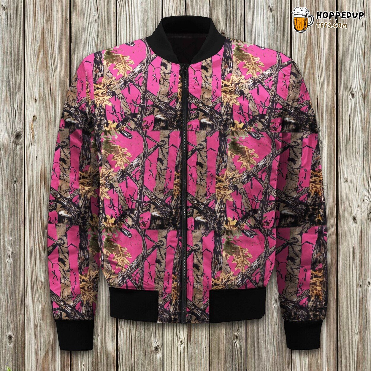Stylish Pink Camouflage Design Winter Bomber Jacket Tailored Comfort