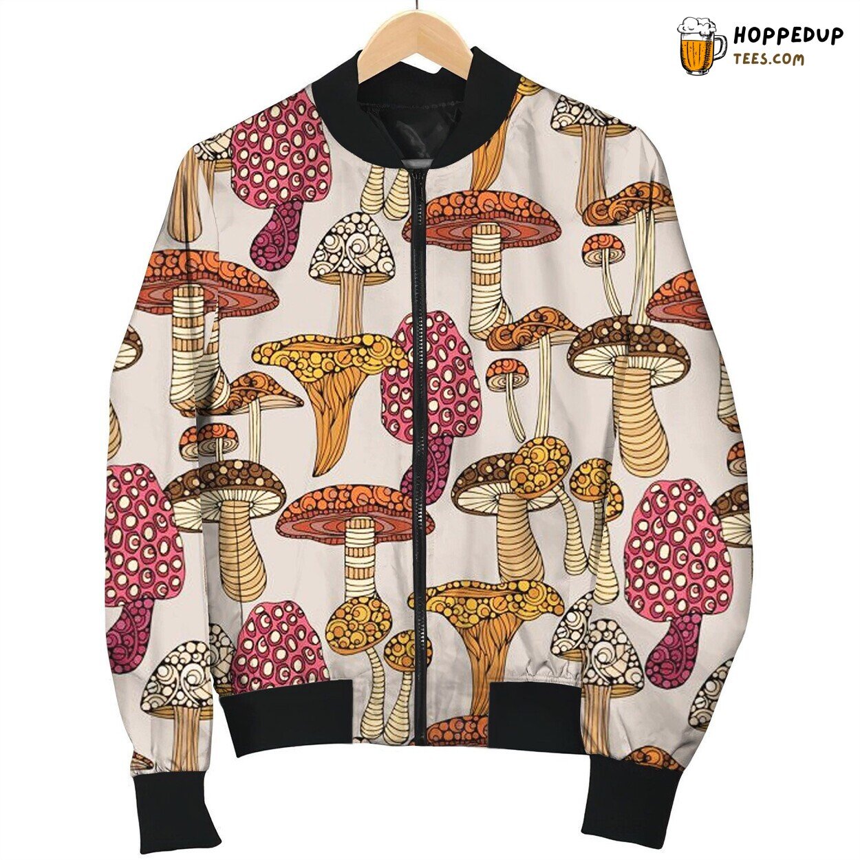 Stylized Impressive Colorful Mushroom Drawing Bomber Jacket