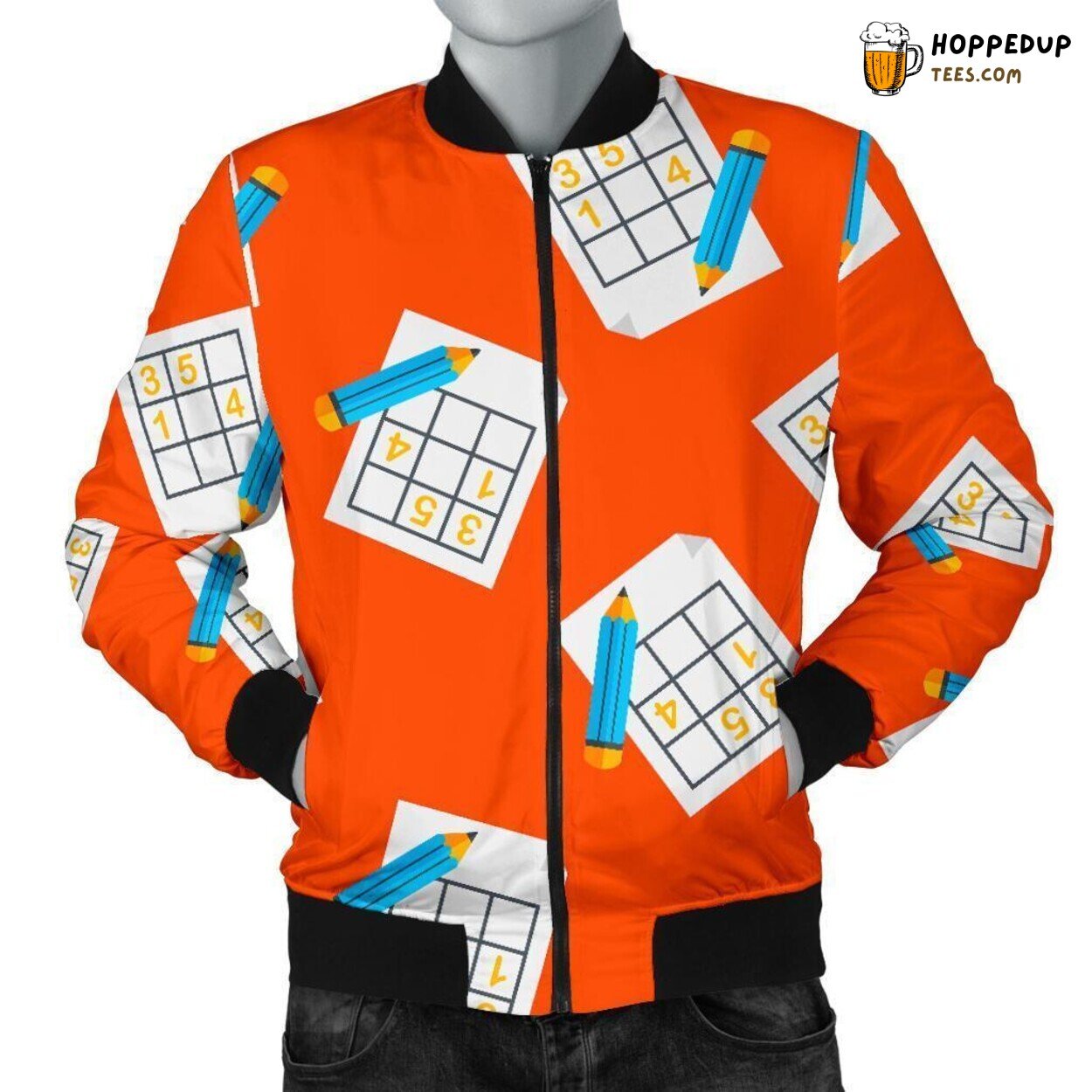 Sudoku Puzzle Design Showcase Men’s Bomber Jacket Unique Pattern Tribute