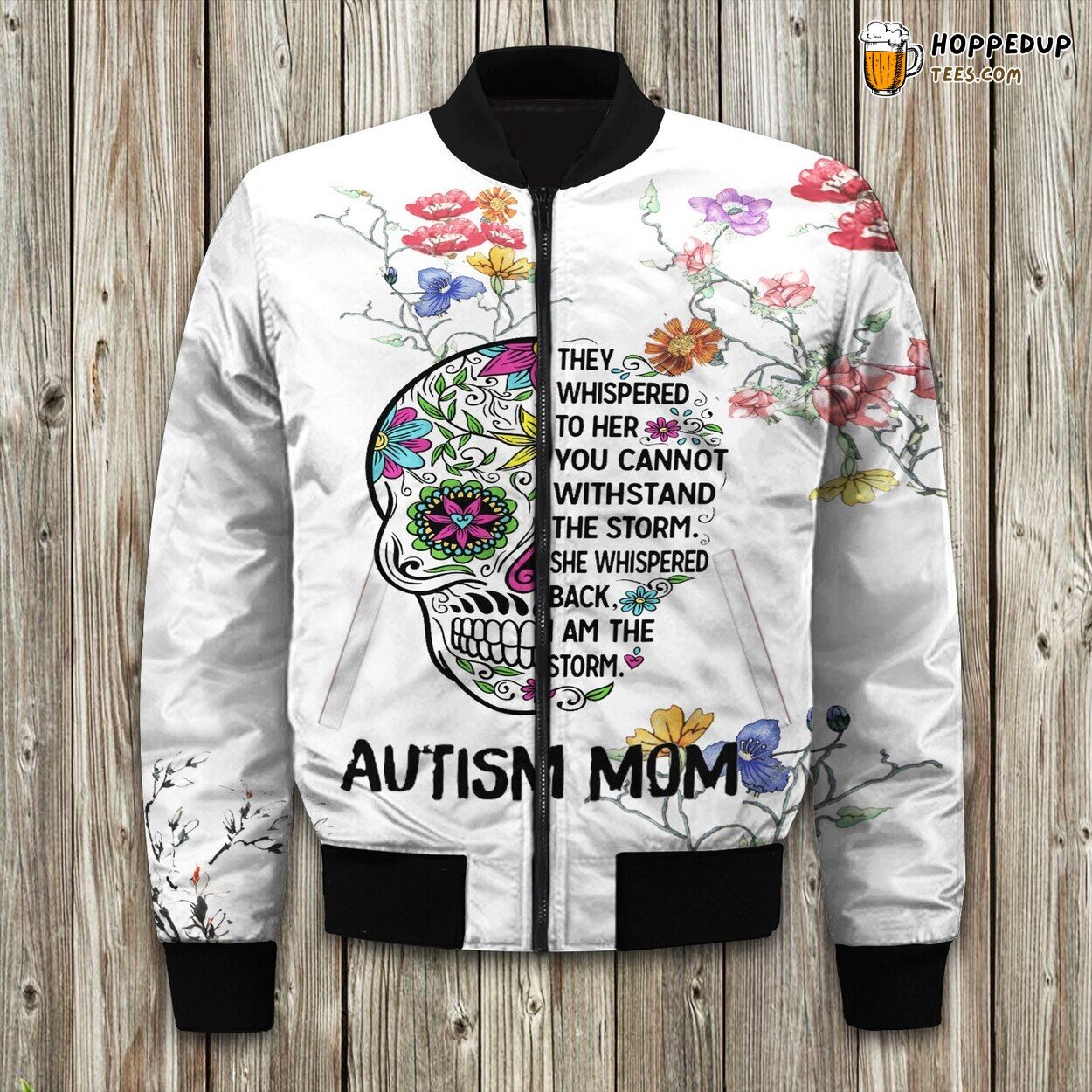 Sugar Skull Design Bomber Jacket Celebrating Winter’s Day of the Dead Tribute