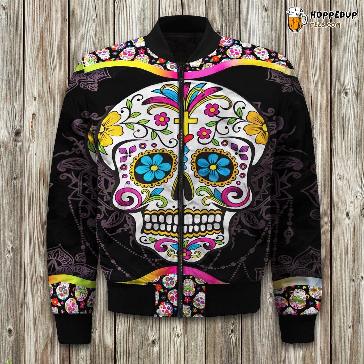 Sugar Skull Mandala Bomber Jacket