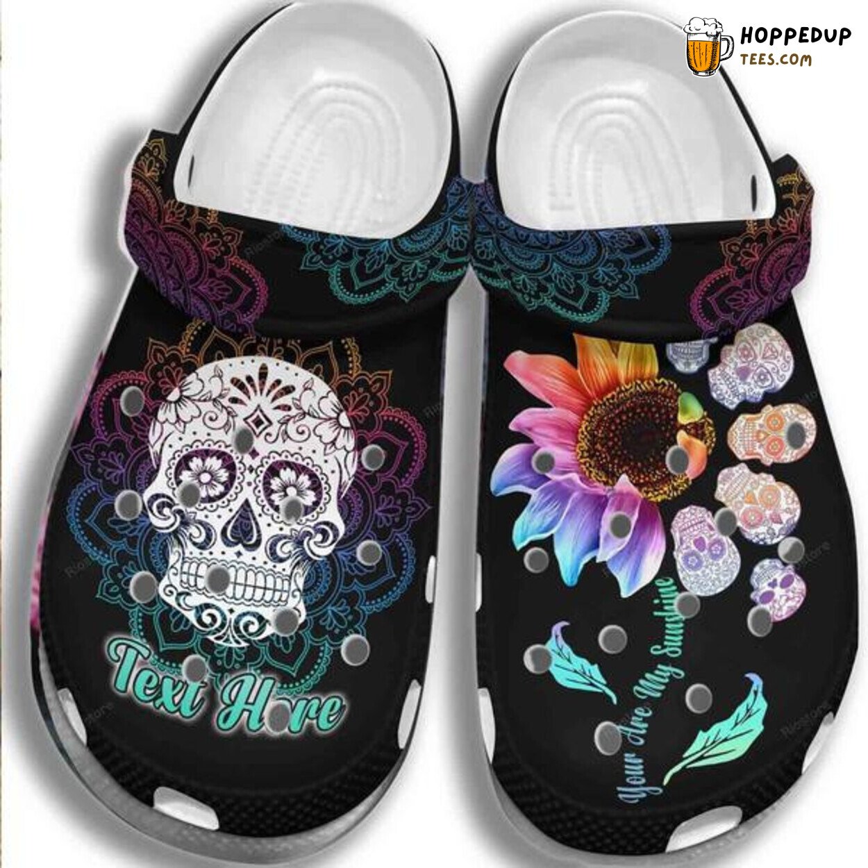 Sugar Skull Sunflower Hippie Personalized Mexican Flower Clog Shoes