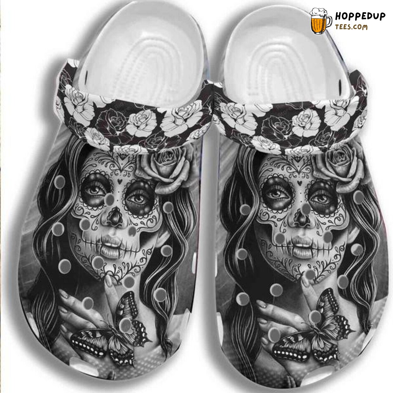Sugar Skull Tattoo Girl Themed Comfortable Unique Design Clogs Gift