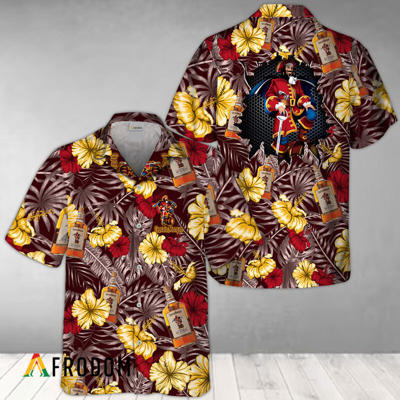 Summer Aloha Floral Captain Morgan Hawaiian Shirt HU