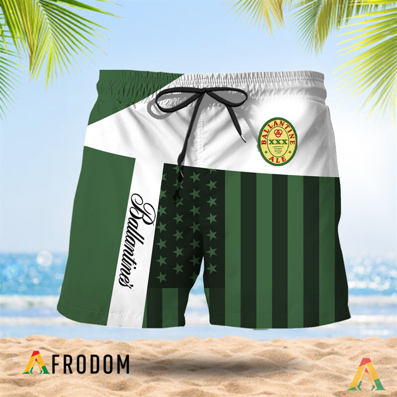 Summer American Flag Patch Ballantine Hawaiian Shorts HU
