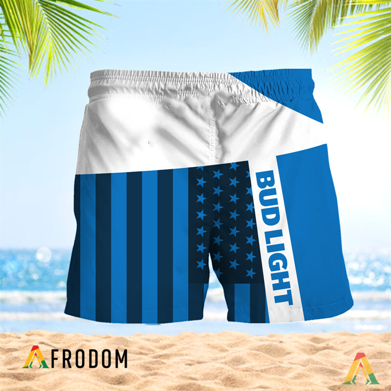 Summer American Flag Patch Bud Light Hawaiian Shorts HU
