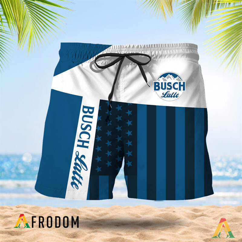 Summer American Flag Patch Busch Latte Hawaiian Shorts HU