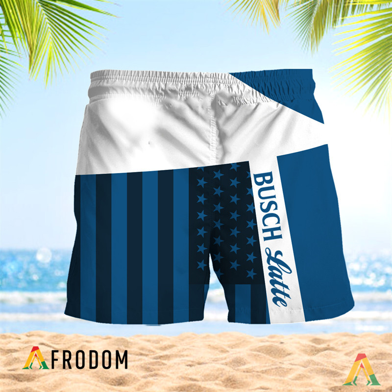 Summer American Flag Patch Busch Latte Hawaiian Shorts HU