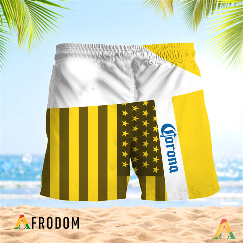 Summer American Flag Patch Corona Extra Hawaiian Shorts HU