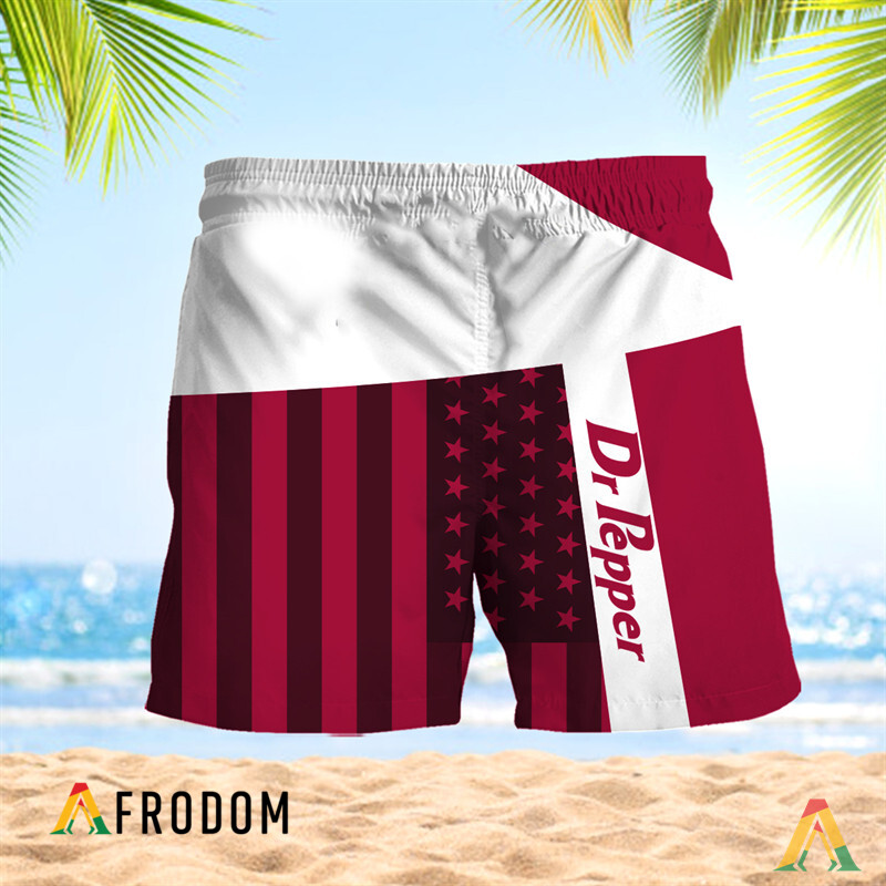Summer American Flag Patch Dr Pepper Hawaiian Shorts HU