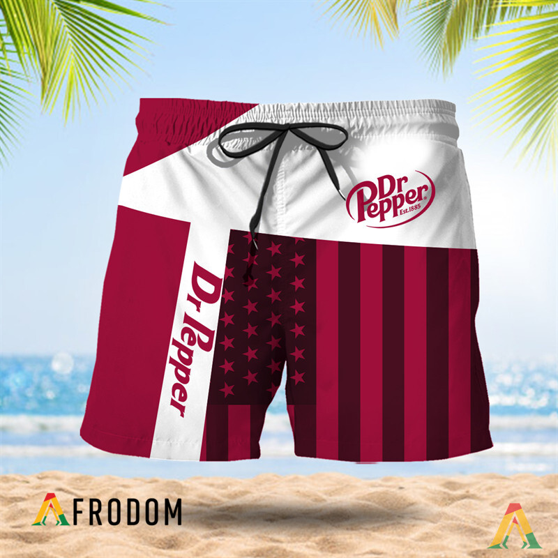 Summer American Flag Patch Dr Pepper Hawaiian Shorts HU
