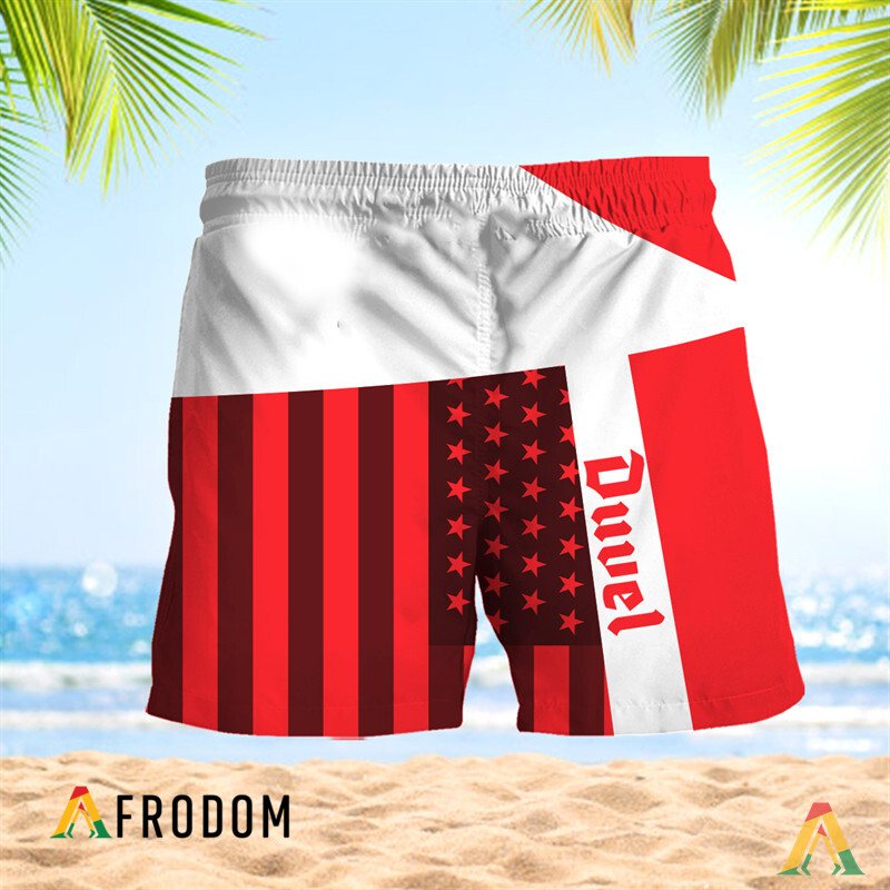 Summer American Flag Patch Duvel Beer Hawaiian Shorts HU