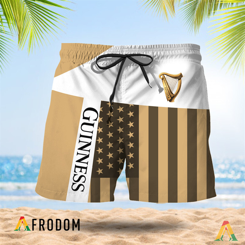 Summer American Flag Patch Guinness Beer Hawaiian Shorts HU