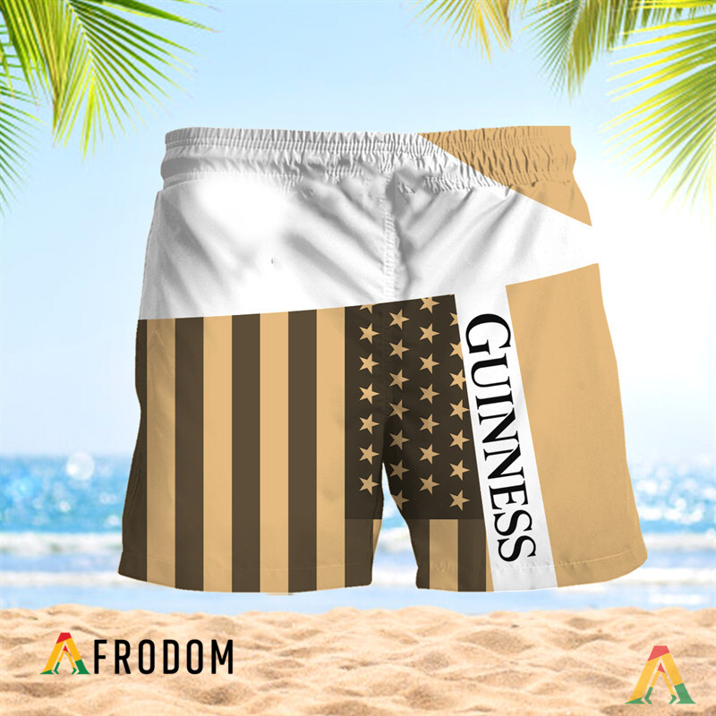 Summer American Flag Patch Guinness Beer Hawaiian Shorts HU