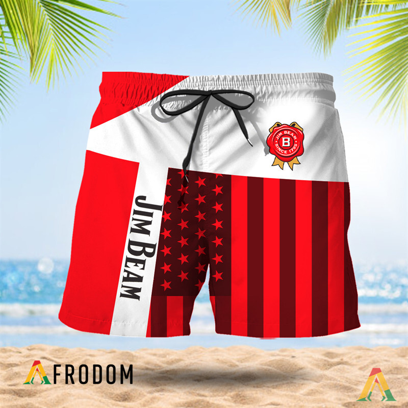 Summer American Flag Patch Jim Beam Hawaiian Shorts HU