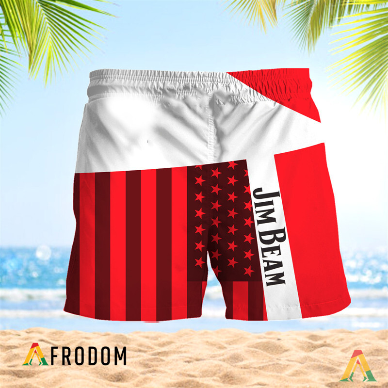 Summer American Flag Patch Jim Beam Hawaiian Shorts HU