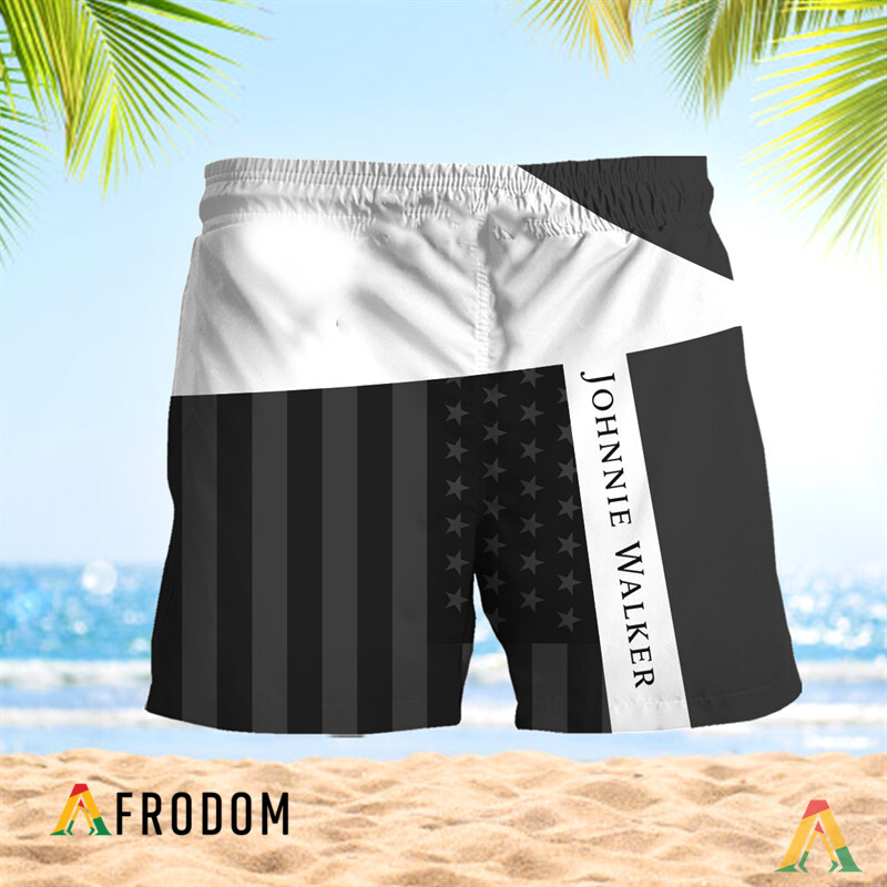 Summer American Flag Patch Johnnie Walker Hawaiian Shorts HU