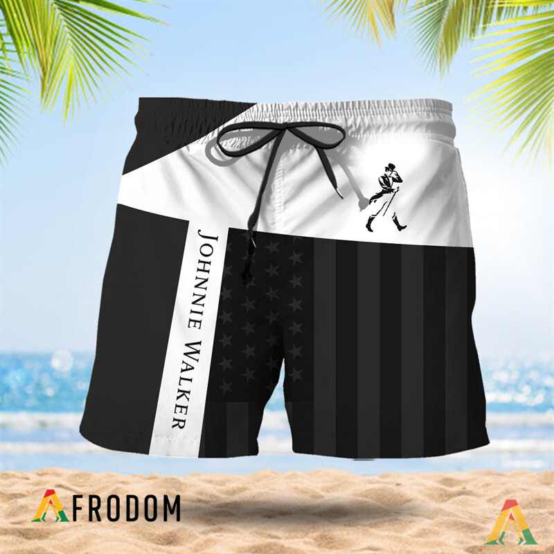 Summer American Flag Patch Johnnie Walker Hawaiian Shorts HU