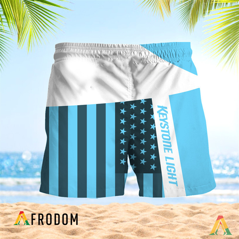 Summer American Flag Patch Keystone Light Hawaiian Shorts HU