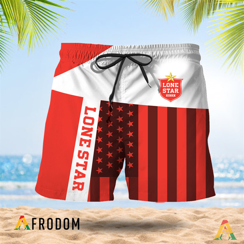 Summer American Flag Patch Lone Star Hawaiian Shorts HU