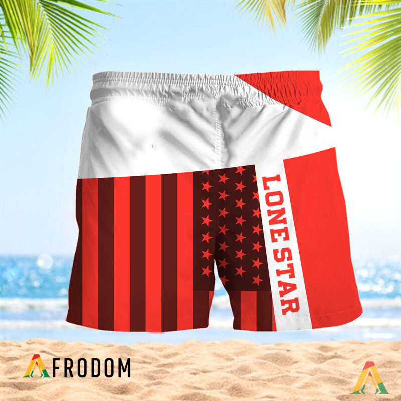 Summer American Flag Patch Lone Star Hawaiian Shorts HU