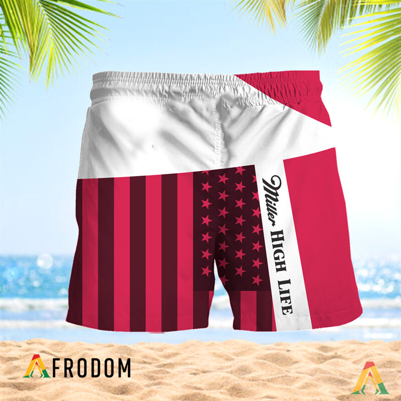 Summer American Flag Patch Miller High Life Hawaiian Shorts HU